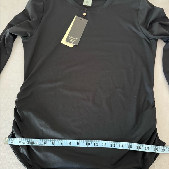 Calia LARGE Activewear Shirt Ruched Long Sleeve Black-NWT - Picture 6 of 9